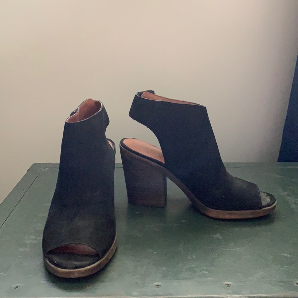 Lucky Brand peep toe suede bootie